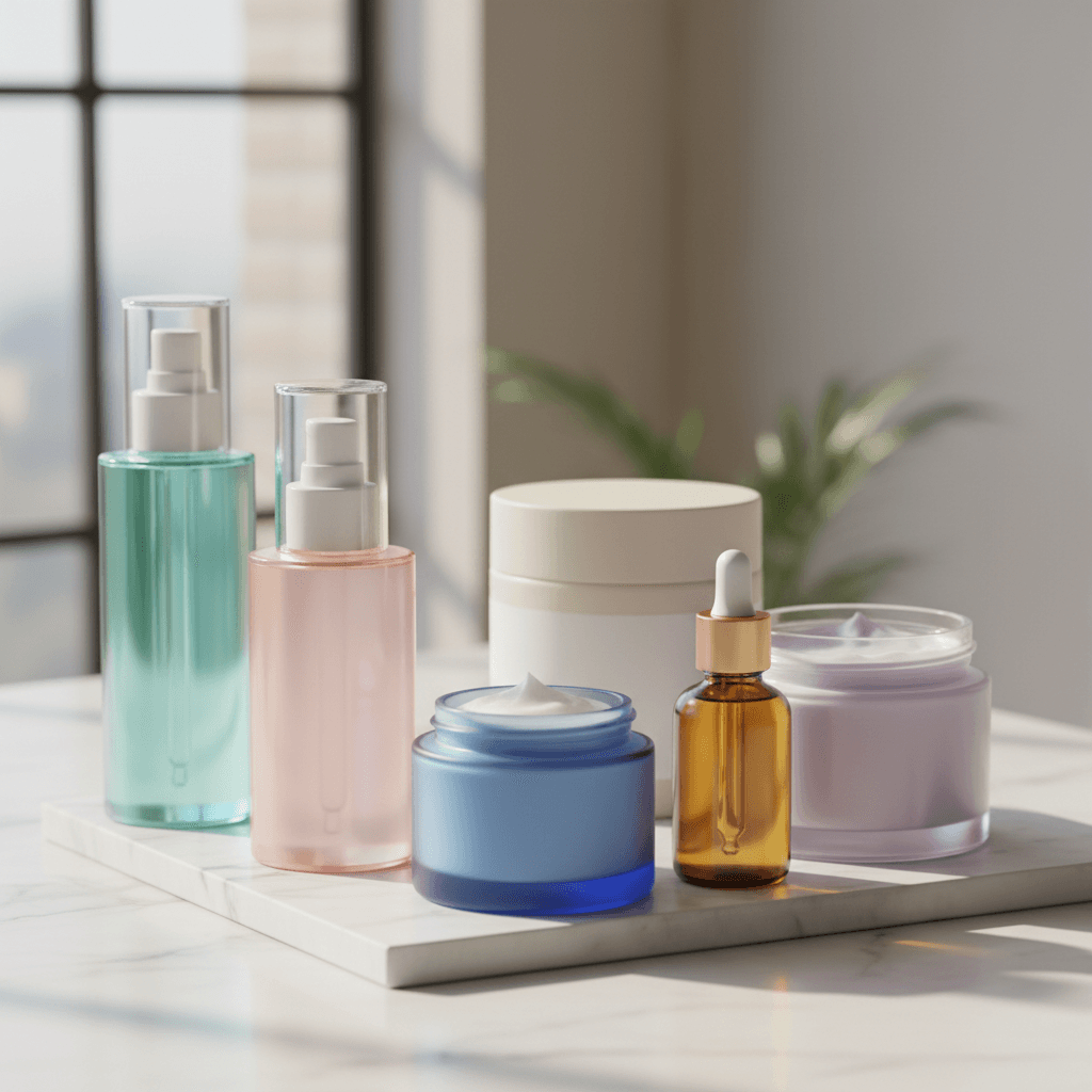 Colorful hair care products lined up on a store shelf